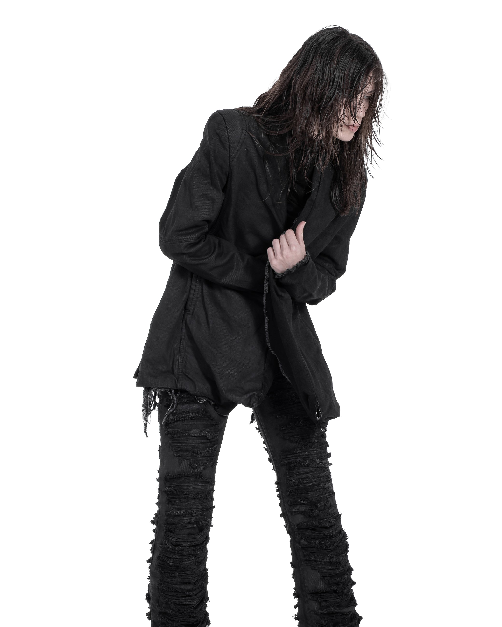 WAXED DESTROY DENIM BLAZER