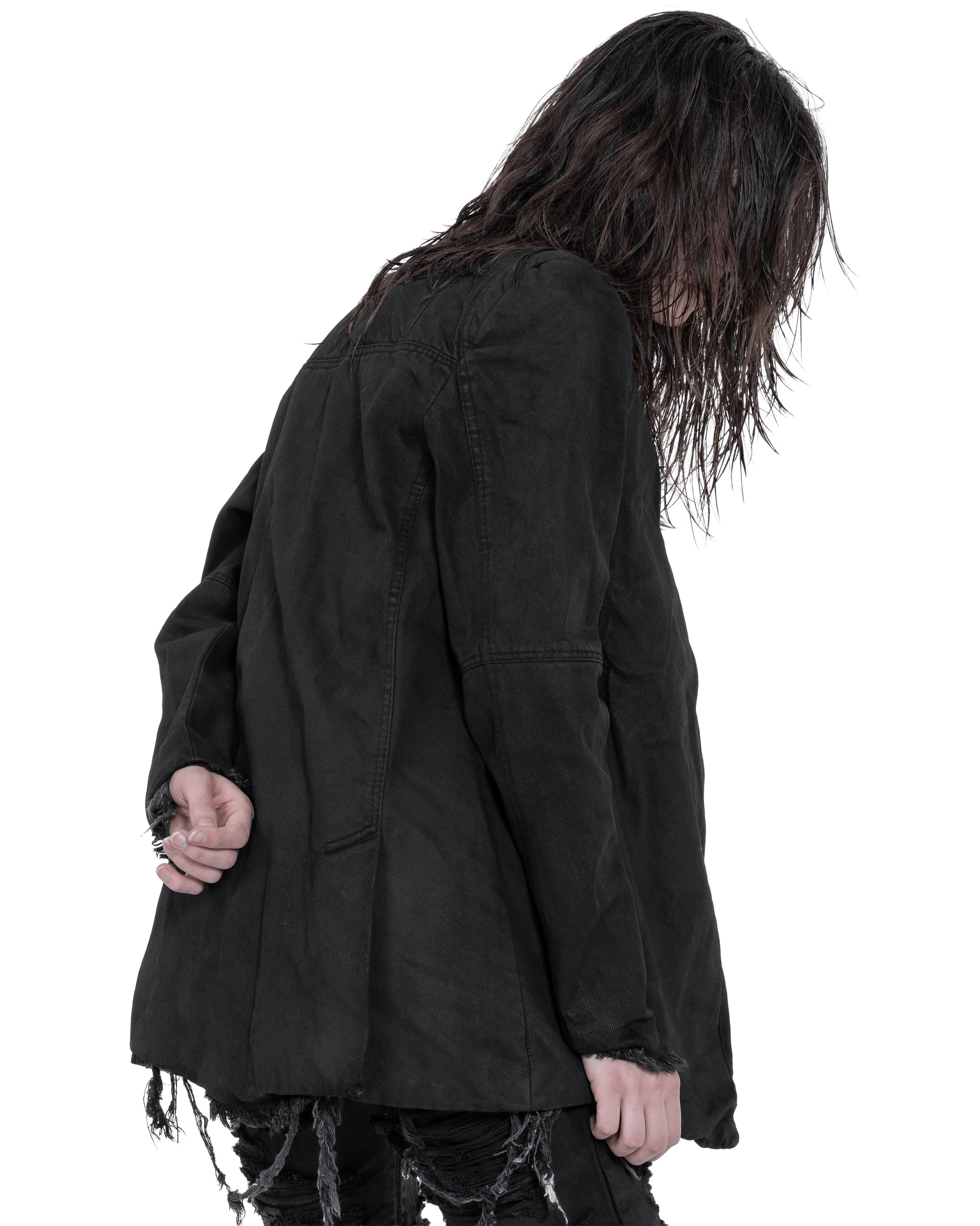 WAXED DESTROY DENIM BLAZER